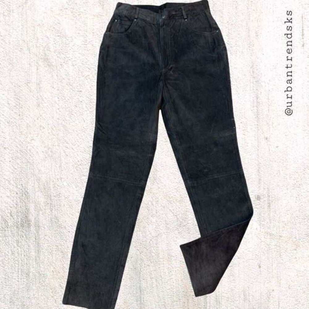 100% pants Leather Black Suede Lined Pants 13/14